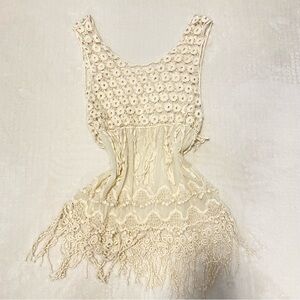 Y2K Crochet Fringe Tank Top